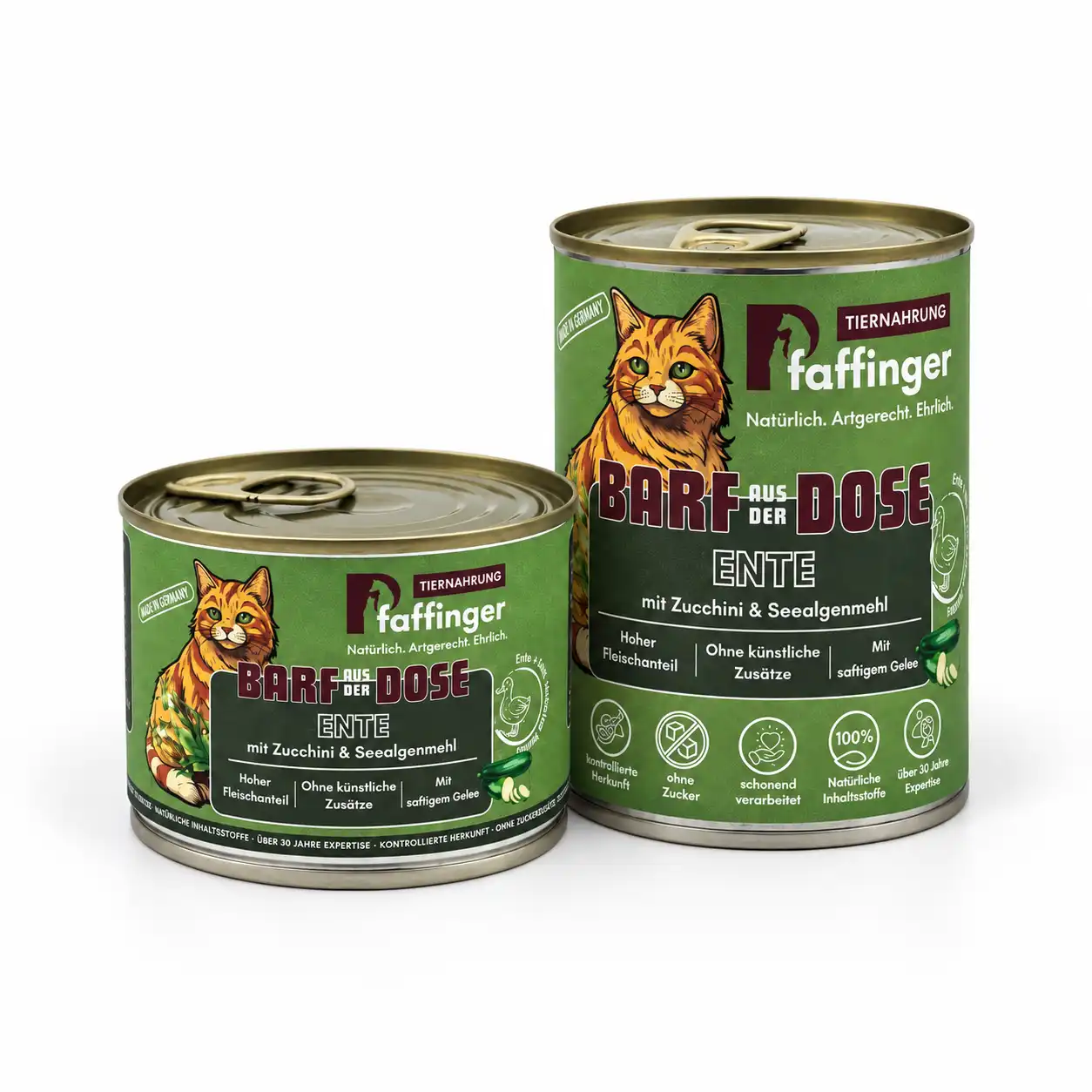 BARF Katzenfutter Ente mit Zucchini Pfaffinger