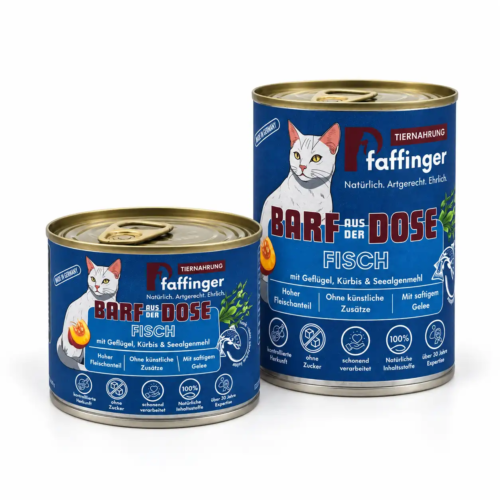 BARF Katzenfutter Fisch mit Geflügel und Kürbis Pfaffinger