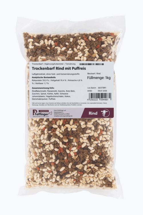 Trockenbarf Rind mit Puffreis