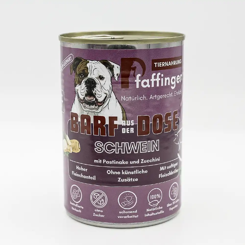 BARF aus der Dose – Schwein mit Pastinake und Zucchini 400g