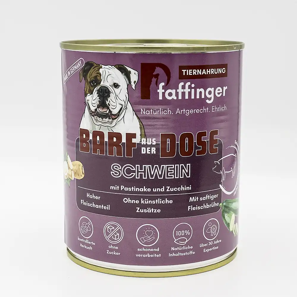 BARF aus der Dose – Schwein mit Pastinake und Zucchini 800g